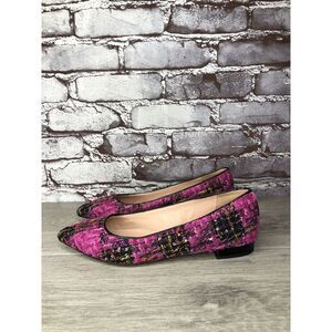 J. Crew K2904 Pink Fresh Berry Tweed Pointed Toe Flats Women’s Sz 7M US/38EU
